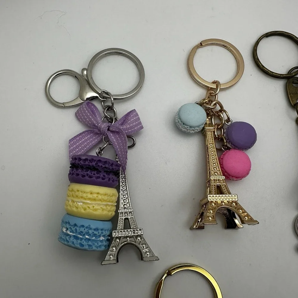 Paris Eiffel Tower Lot of‎ 7 Keychain / Purse Charm Macaron Charm France Travel